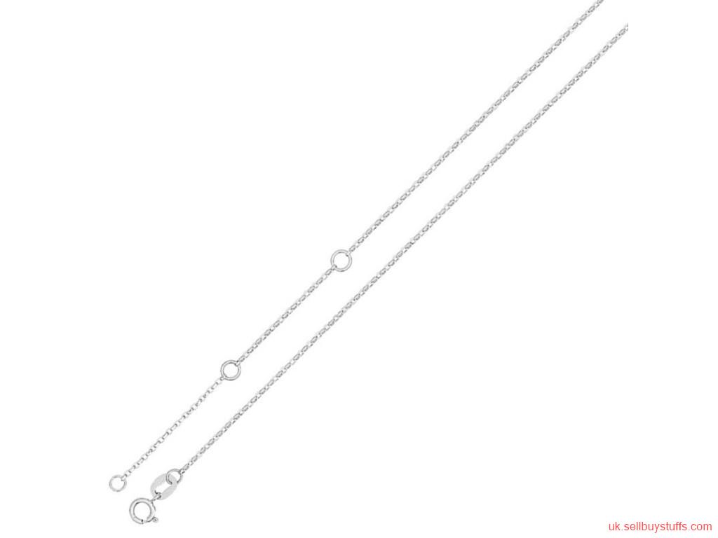 second hand/new: 18ct White Gold Solid Fine Diamond Cut Belcher Chain - 0.9mm - Adjustable