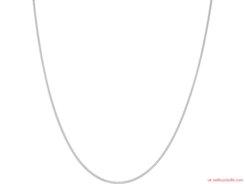 second hand/new: 18ct White Gold Solid Fine Curb Chain - 1mm