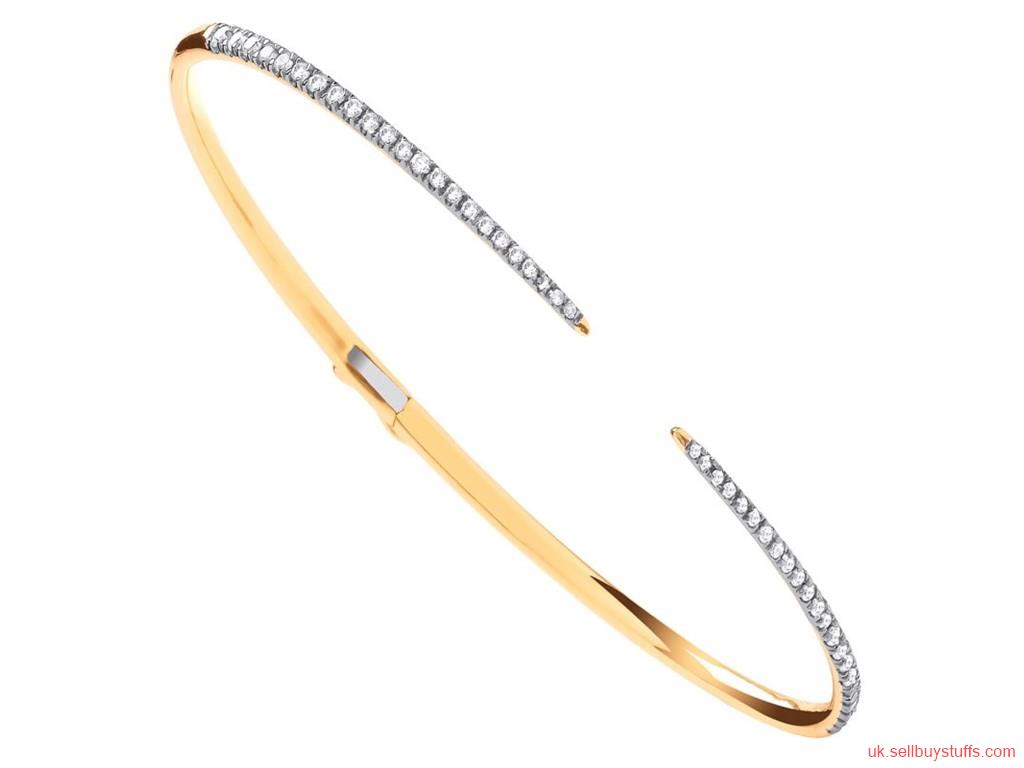 second hand/new: 18ct Italian Yellow Gold 0.50ct Diamond Hinged Ladies Bangle