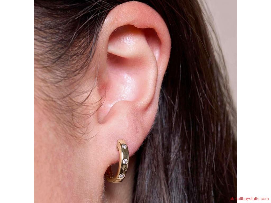second hand/new: Buy Diamond Hoop Earrings | Gold Diamond Hoop Earrings