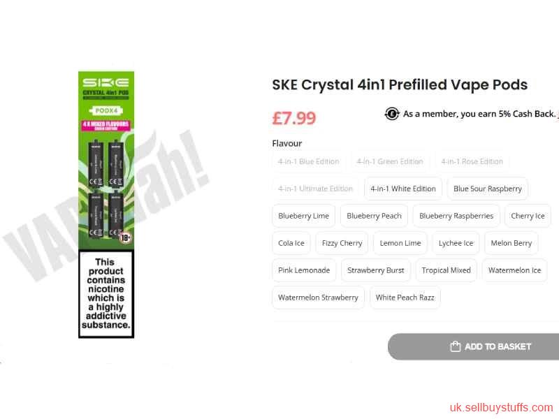 second hand/new: SKE Crystal 4 in 1 Prefilled Vape Pods – 4 Flavours in One Pod