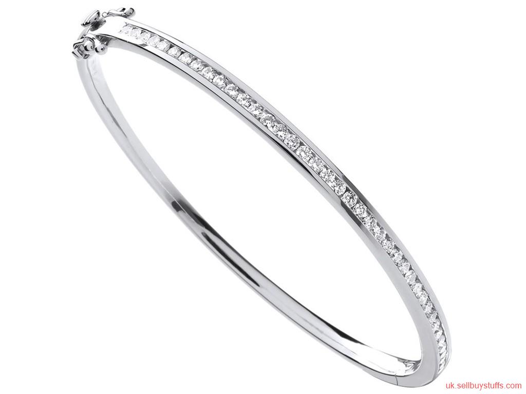 second hand/new: 18ct White Gold 1.00ct Certified 3.4mm Diamond Ladies Bangle