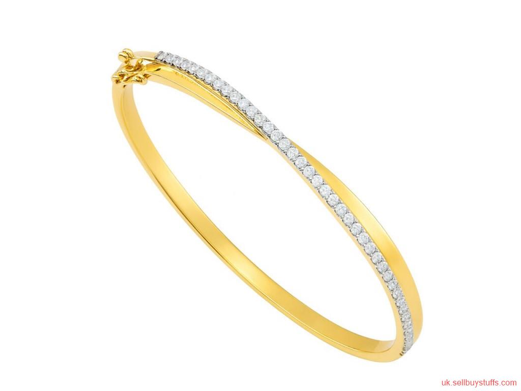 second hand/new: 9ct Yellow Gold 1.00ct Diamond Cross Bangle